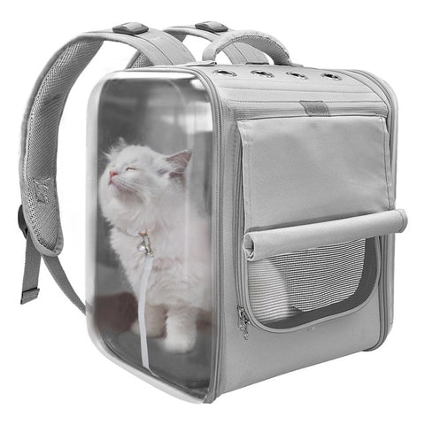 www.clazzybag.com bur katt hun smådyr vindu ryggsekk backpack cage cat dog small animal grey grå