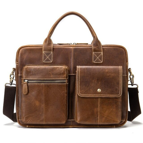 www.clazzybag.com pc veske laptop bag men mann skinn leather 14" brown brun