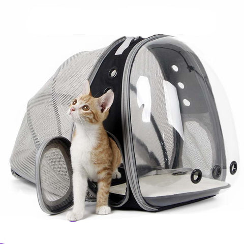 www.clazzybag.com ryggsekk bur katt hund smådyr astronaut backpack cage small animal cat dog plastic plast svart black sort